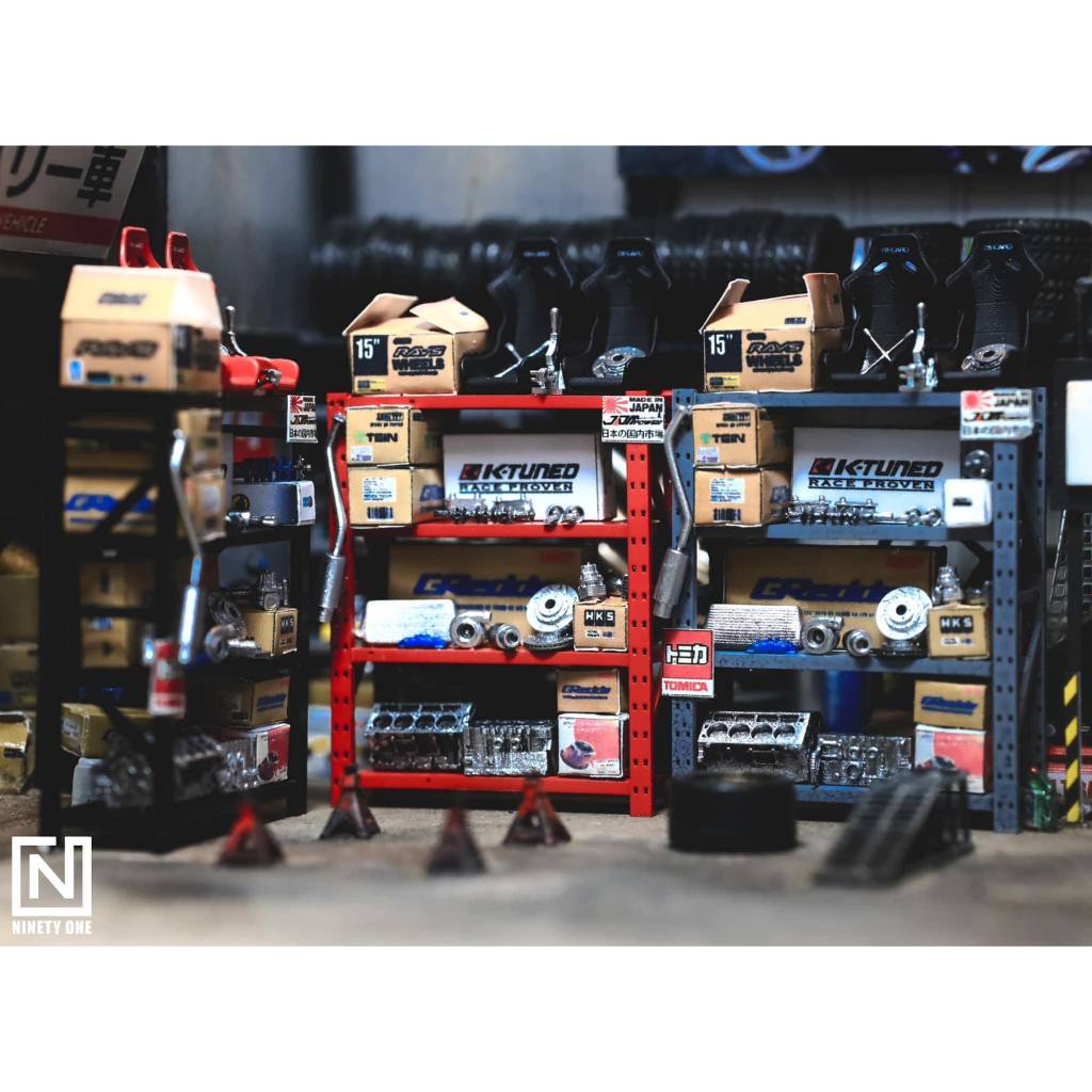 โมเดลประกอบฉาก ชั้นวางประกอบอู่ สเกล1/64 1:64