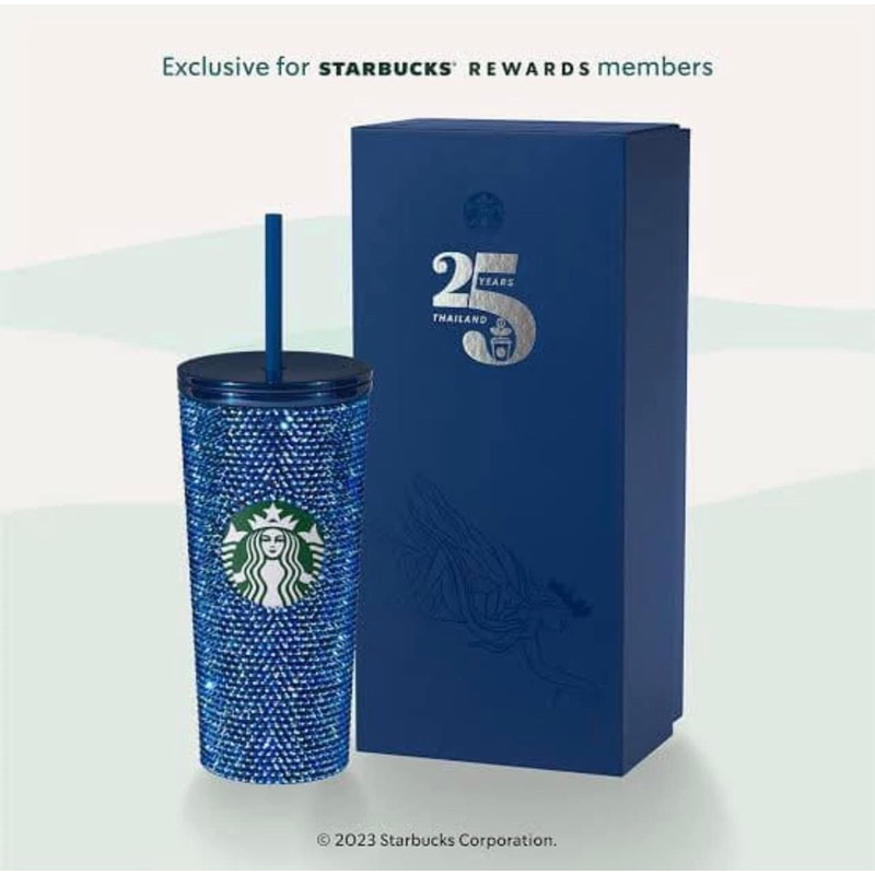 พร้อมส่ง‼️แก้ว Starbucks 25th Anniversary Blue Bling Cold Cup (16oz.)