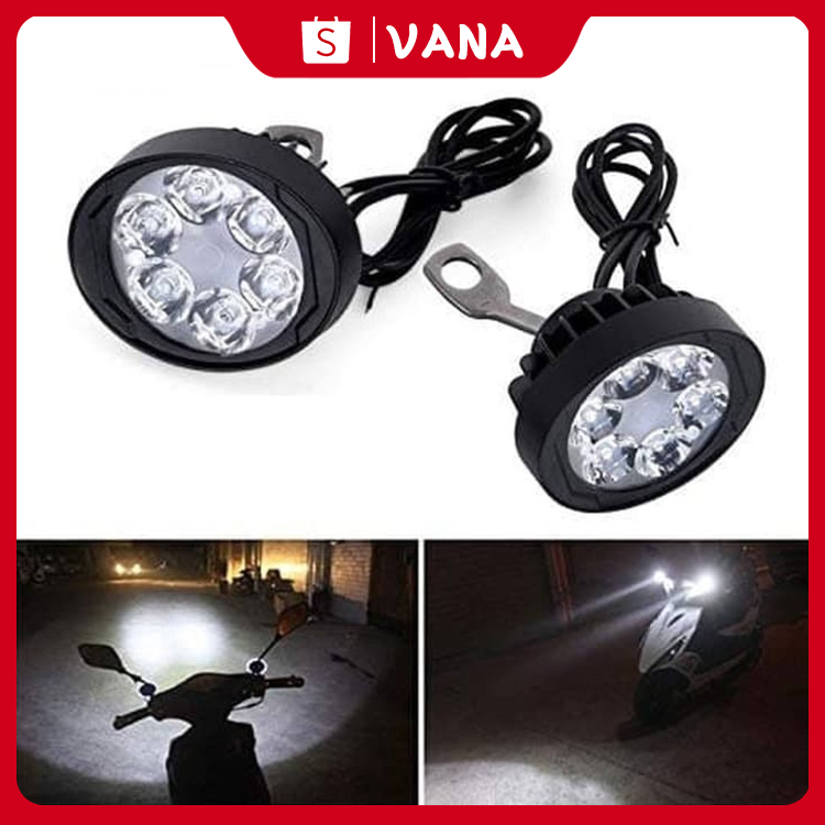 ไฟสปอตไลท์ LED 6 ดวง ความสว่างสูง สําหรับรถจักรยานยนต์ สกูตเตอร์ 2 ชิ้น