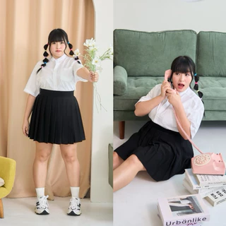 🩶ไซส์ใหญ่🩶 เสื้อนักศึกษาทรงบอย ทรงบอยสาวอวบ คอจีน-คอปก รอบอก40-56