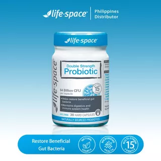Life Space Double Strength Probiotic 30 Capsules แบคทีเรียที่เป็นประโยชน์ 15 สายพันธุ์ 64 พันล้านตัว