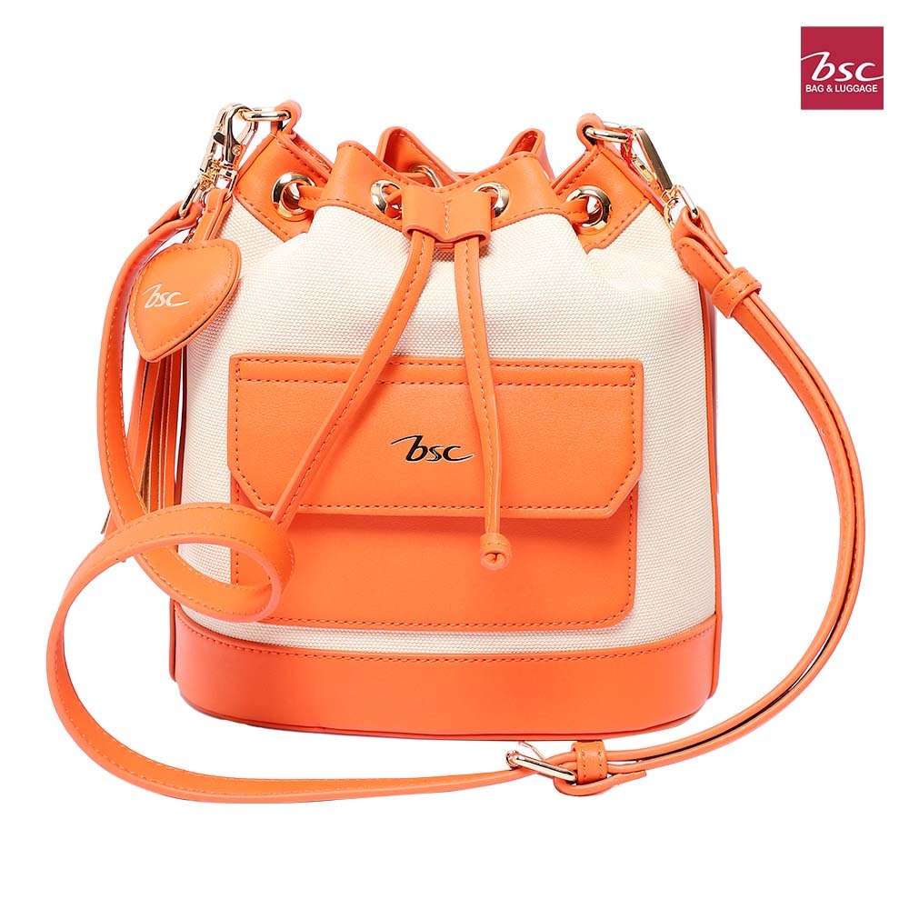 BSC Bag&Luggage กระเป๋าถือ+สายสะพายยาวทรงขนมจีบ รุ่น BBH0042 - สีส้ม