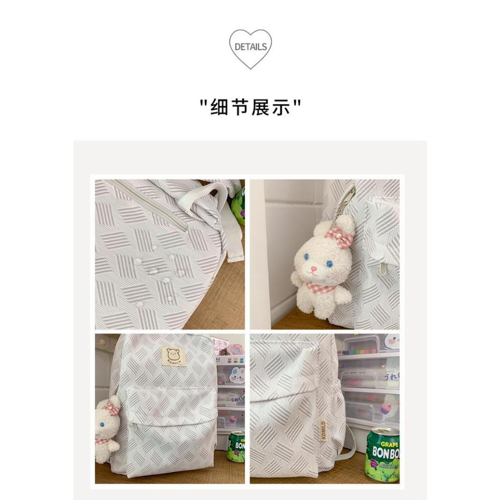 กระเป๋าเป้นักเรียนสะพายหลัง ความจุขนาดใหญ่ ลายตารางน่ารัก สไตล์ญี่ปุ่น เกาหลี ใส่แล็ปท็อปได้ เข้ากับทุกการแต่ - รูปที่ 4