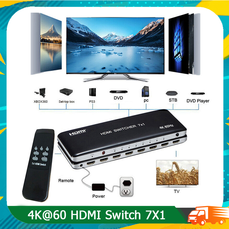 4K@60 HDMI Switch 7X1  7 In 1 Out Video Converter for PS3 Ps4 PC To TV Projector