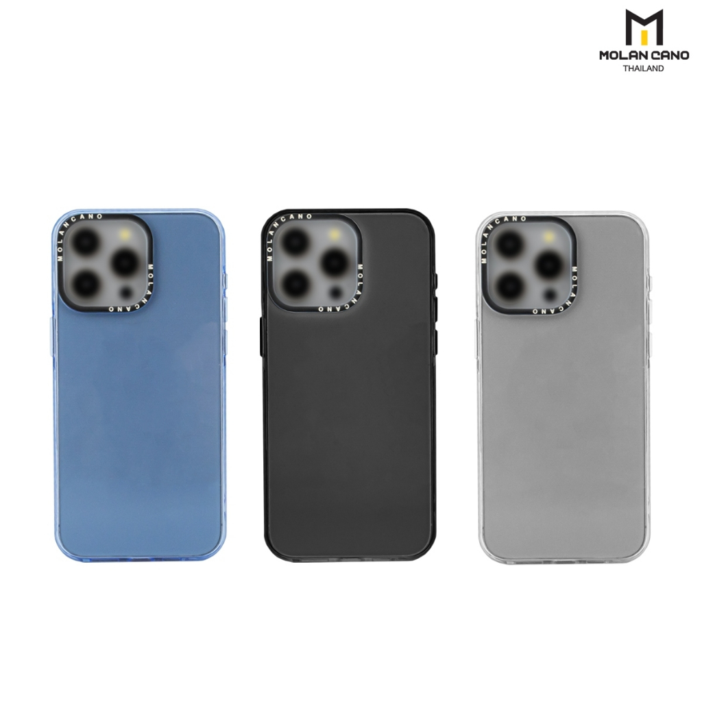 Molan cano เคส รุ่น ip15/15+/15pro/15 pro max เคสนิ่ม เคสใส 3 สี ดำ,น้ำเงิน,ใส  jelly case เคส