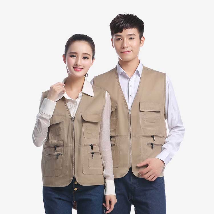 ช่างภาพโฆษณาทั้งชายและหญิงและเสื้อกั๊กชุดทำงานอาสาสมัคร ทรงหลวม กระเป๋าหลายมิติสามมิติ การออกแบบซิปสีทึบ เพิ่มขนาด