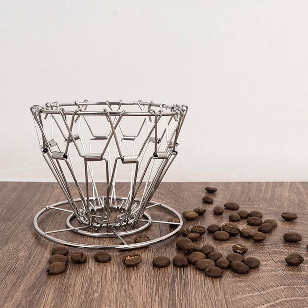 ดริปเปอร์สแตนเลส CLS พับได้ ที่ดริปกาแฟพกพาแคมป์ปิ้ง dripper coffee stainless สีเงินและสีทอง