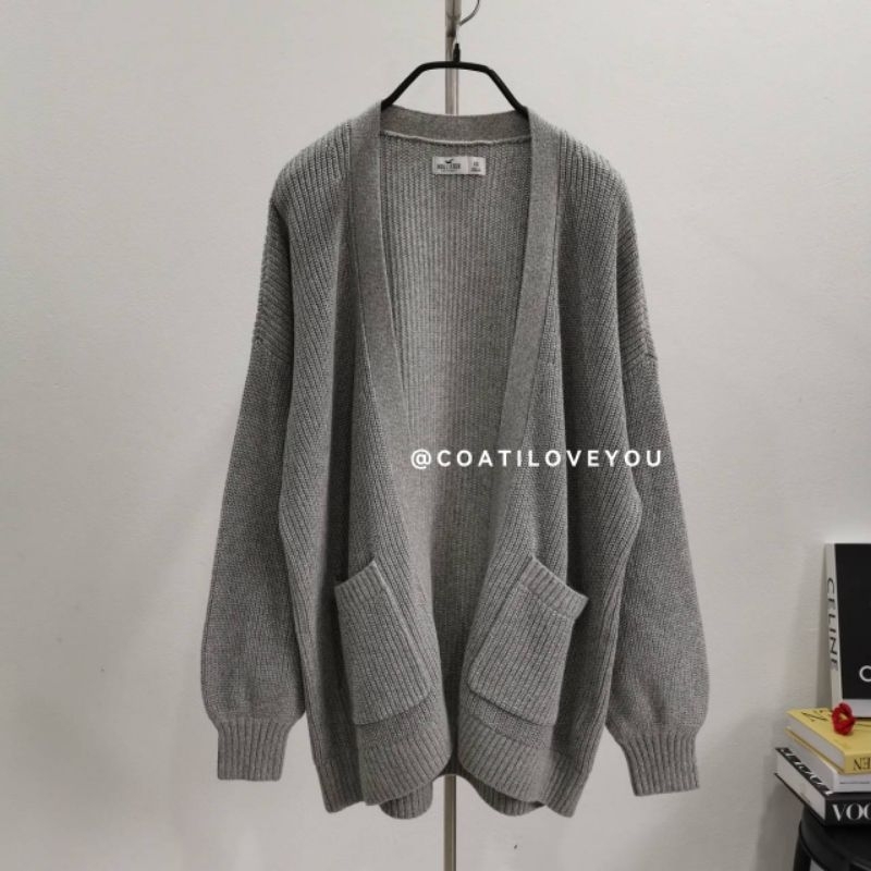 HOLLISTER​ KNIT​ CARDIGAN​ (GREY)