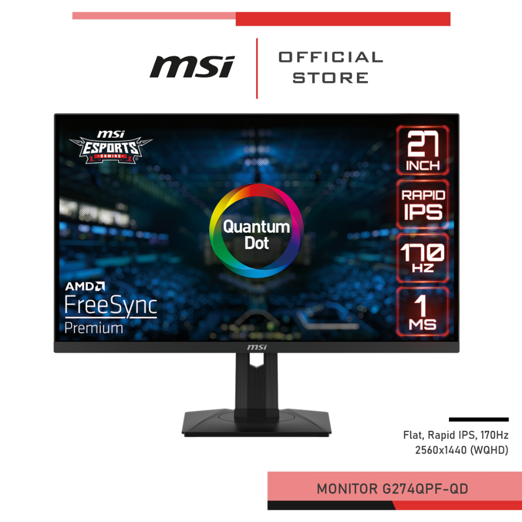 MSI Monitor G274QPF QD (จอ 27 นิ้ว, 170Hz, 2K) จอมอนิเตอร์ เกมมิ่งมอนิเตอร์