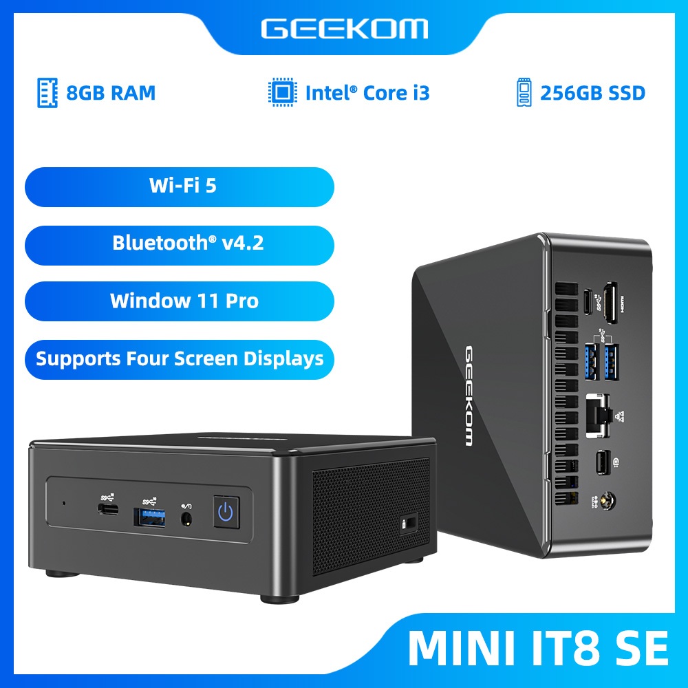 GEEKOM Mini PC Mini IT8SE i3-8109U (สูงสุด 3.6 GHz), 8GB Dual DDR4 256G SSD Windows 11 Pro