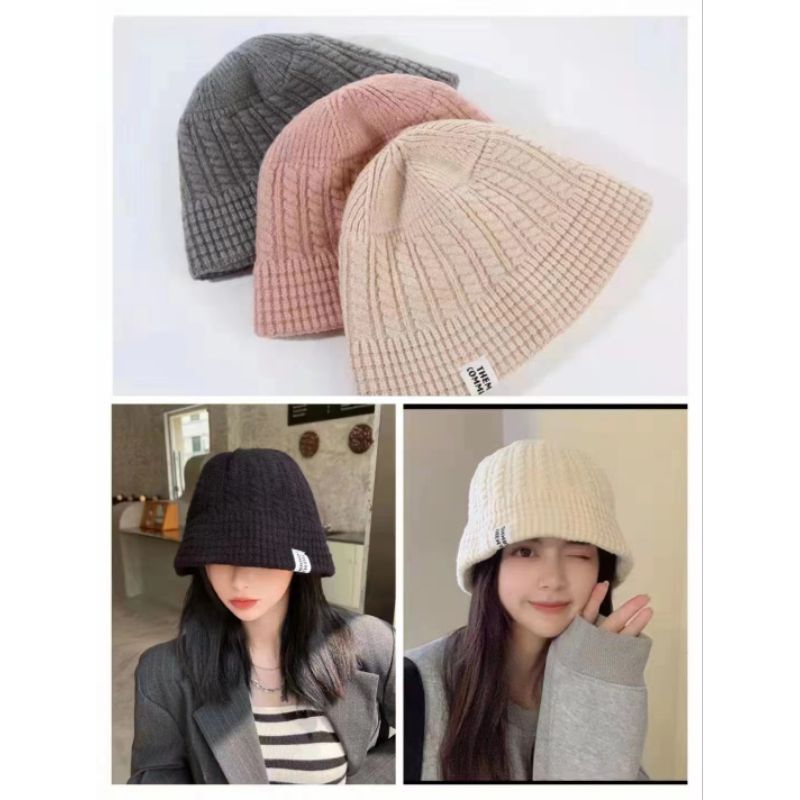 C014 [พร้อมส่ง แบบเยอะ ] หมวกไหมพรม บักเก็ตกันหนาว