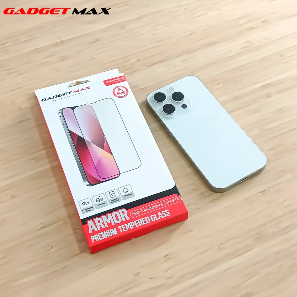 GADGET MAX ฟิล์มกระจกนิรภัย IPHONE 15 PRO 2.5D ANTI-STATIC thumbnail 4