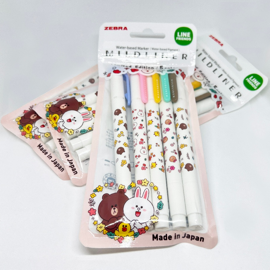ZEBRA Mildliner Line 5 สี รุ่น Limited Edition แพค 5 ด้าม ปากกาไฮท์ไลท์ Made in Japan