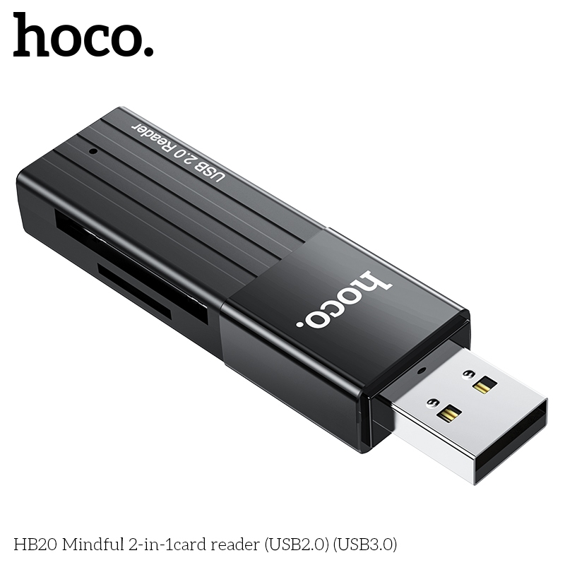 HOCO 2in1 CardReader ตัวอ่านการ์ด ใช้สำหรับ SD TF Micro card USB3.0/USB2.0 High-speed รองรับ2TB Speed 5Gbps/480mbps HB20 - รูปที่ 3