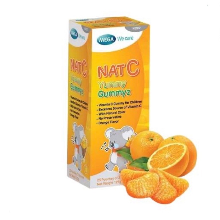 (หมดอายุ4/2024) MEGA Nat C Yummy Gummyz วิตามินซีสำหรับเด็ก ทานง่าย gummie gummy ((ราคาพิเศษ))