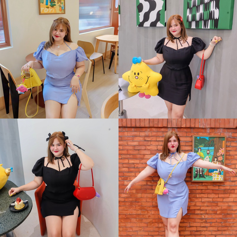 กดผ่าน shopee video เหลือ 350.- Hazel Set •₊˚♡̴ ชุดเซ๊ทสาวอวบ