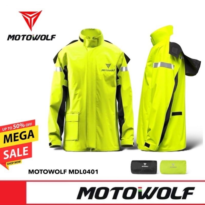[ลด 20% ทักแชท]🔥 MOTOWOLF MDL 0401 Raincoat ชุดกันฝน เสื้อกันฝนพร้อมกางเกง สำหรับมอเตอร์ไซด์