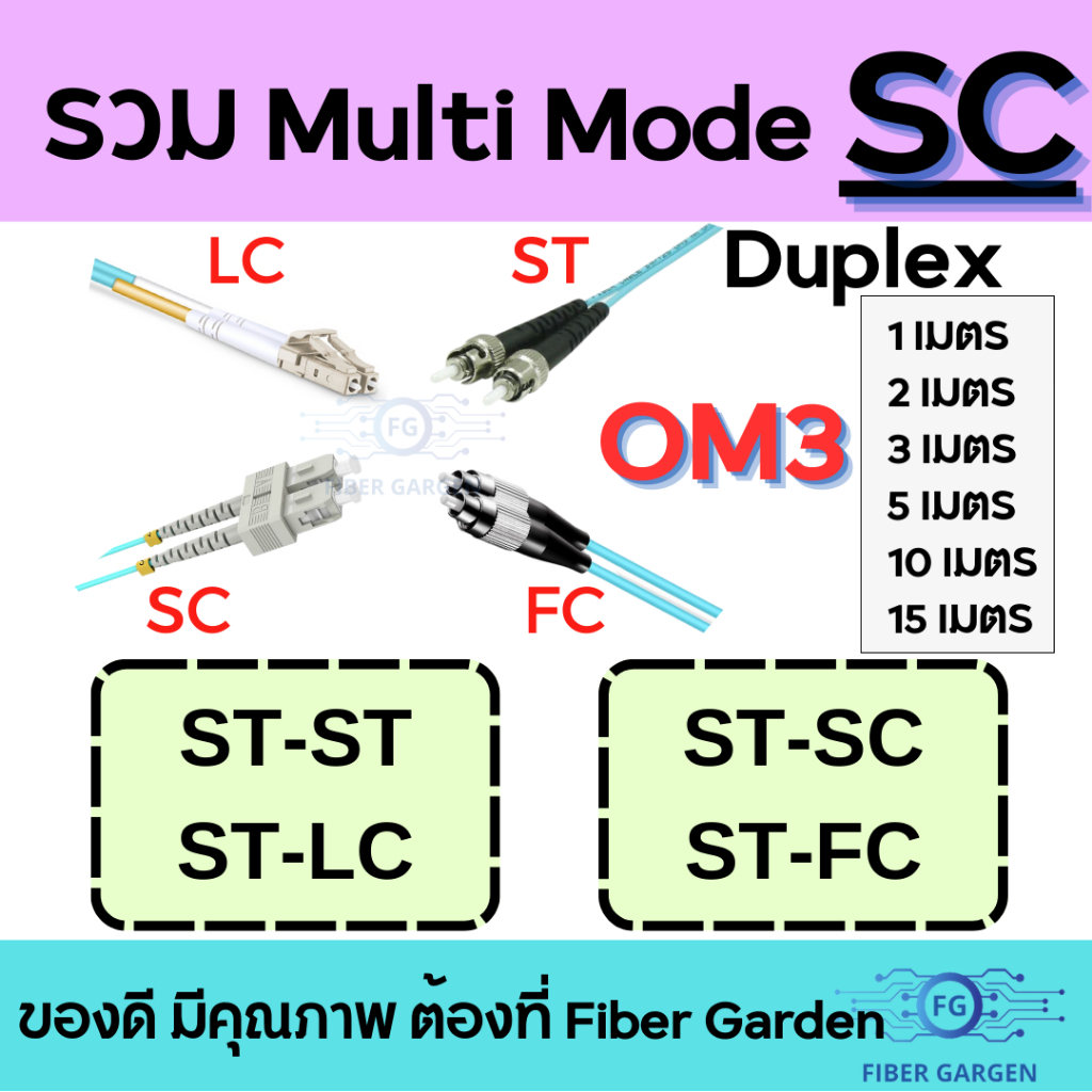 รวม SC | FIBER PATCH CORD (สายแพทคอร์ด) : SC to SC, SC to LC, SC to ST, SC to FC, Duplex Multi-Mode 