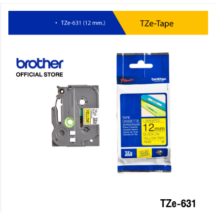 เทปพิมพ์อักษร Tape Cassette BROTHER TZE-631,TZE-231 ของแท้ สำหรับพิมพ์ฉลาก ขนาด12mm