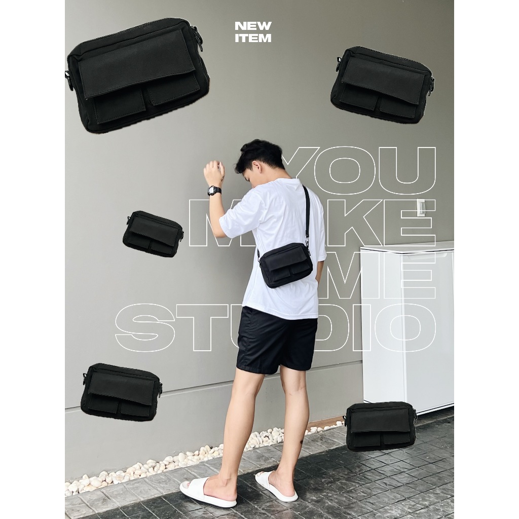 (พร้อมส่ง) #YMMBAG002 กระเป๋าสะพายข้าง ผ้าไนลอน MAC | youmakemestudio