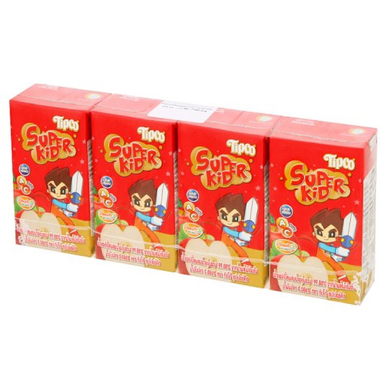 Tipco super kids 110ml.x4( fl)กล่อง ทิปโก้ น้ำแอปเปิ้ลเด็ก น้ำผลไม้เด็ก แพ็ค4กล่อง
