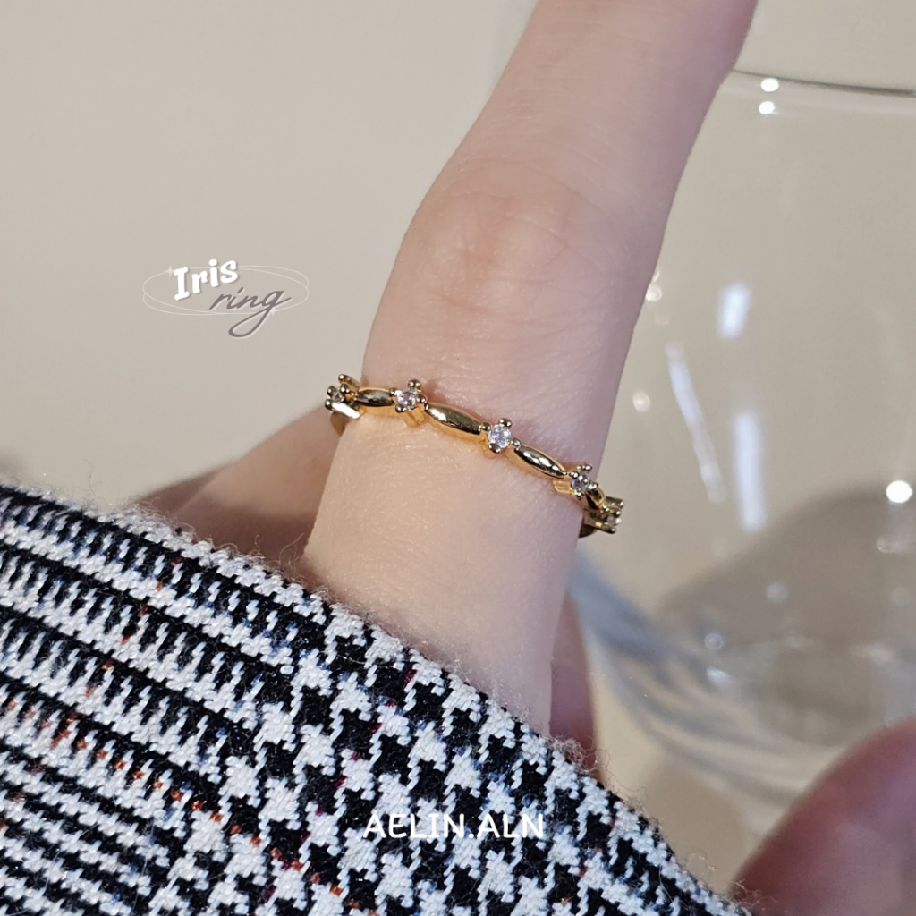 Iris ring - aelin.aln แหวนสามารถปรับไซส์ได้ Silver+Brass (18k gold Plated), + Zircon #R3-5