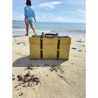 กระเป๋าสานกระจูดพับขอบ15*8นิ้วใบใหญ่จุใจ❤️❤️