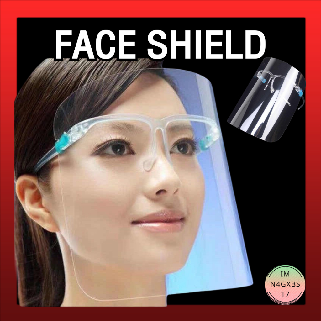 🔥ด่วน🔥 Face shield เฟสชิว หน้ากากคลุมหน้า ช่วยป้องกันละอองฝอย หน้ากากใส หน้ากากกันน้ำลาย แบบติดกับแว่น