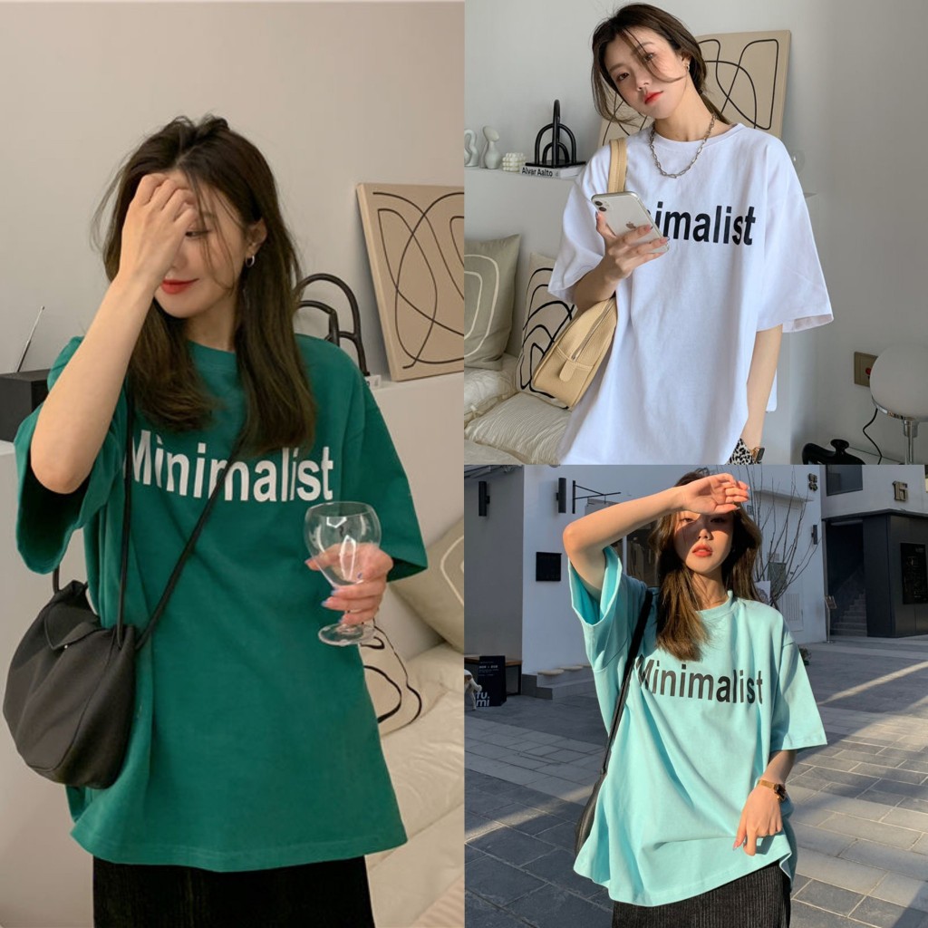 Korean เสื้อยืด พร้อมส่ง M-XXL ตัวอักษร Mimi ผ้าฝ้ายผสมโพลีเอสเตอร์มี 3 สี  M-BB