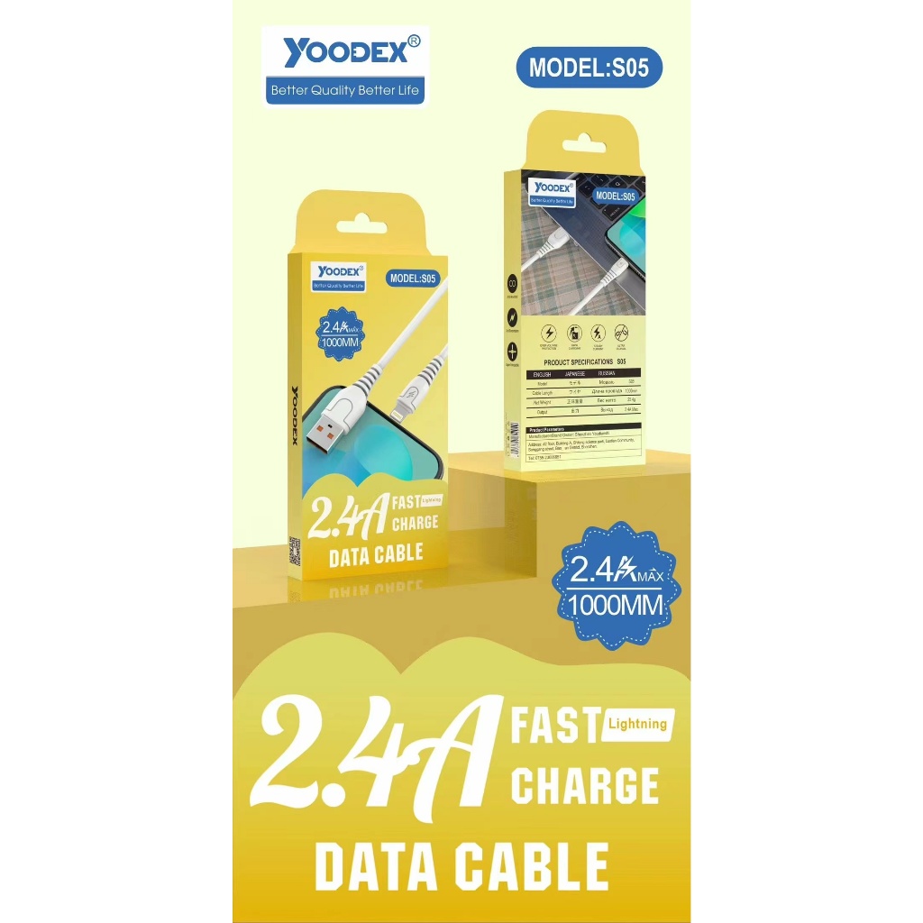 สายชาร์จ YOODEX A01 S05 2.4A  คุณภาพดี สายความยาว1เมตร