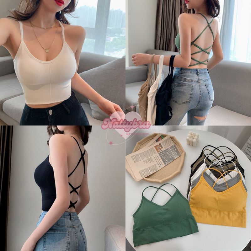 ลด30% โค้ดINC283ZN ⚡ Nattybra สายเดี่ยวไขว้หลัง เซ็กซี่ ราคาถูก เสื้อผ้าผู้หญิง