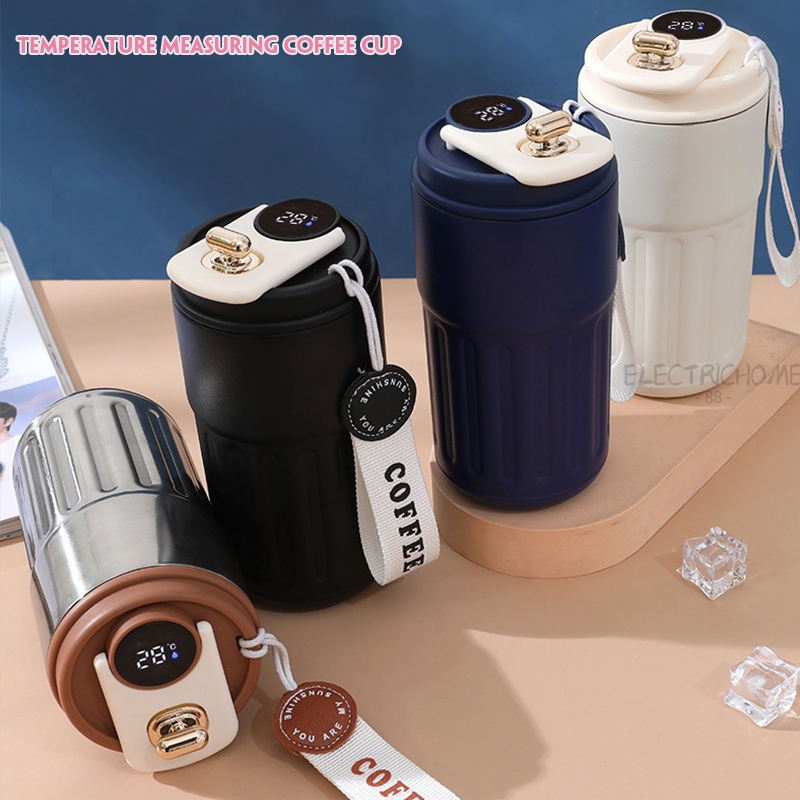 แก้วกาแฟอัจฉริยะ มีฉนวนกันความร้อน ขนาด 450 มล แบบพกพา หม้ออุ่น ถ้วยกาแฟ หน้าจอ LED A2608