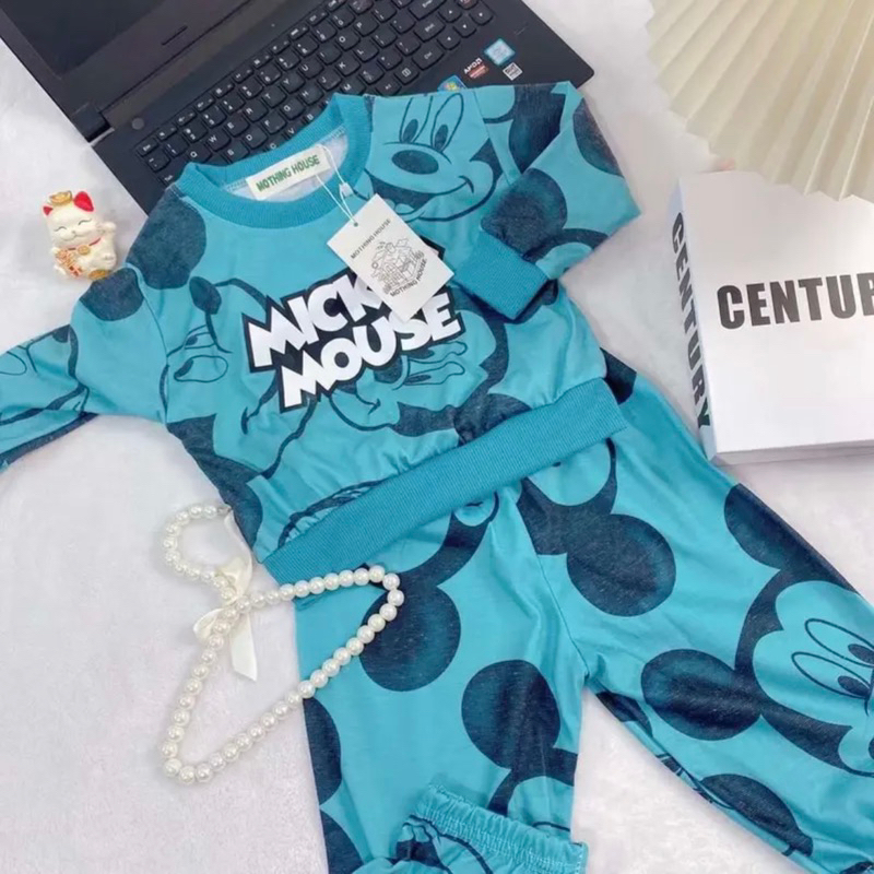 ชุดเซ็ตเด็กเสื้อแขนยาวขายาวมิกกี้ ใส่ได้ทั้งชายและหญิง พร้อมส่งจากไทย