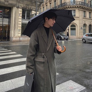 พร้อมส่ง เสื้อโค้ทยาว รุ่นหนา ลายตารางเล็กสีน้ำตาล สไตล์เกาห…