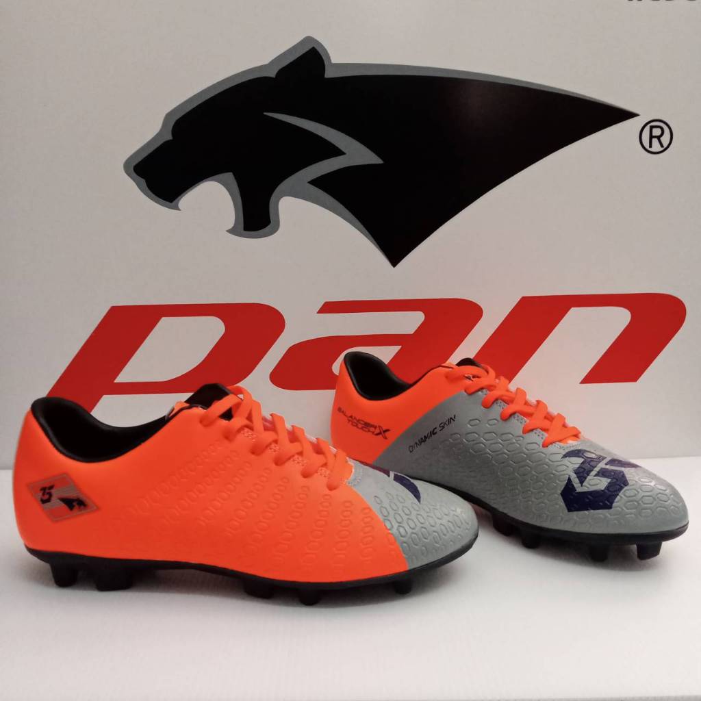 Pan(แพน)รองเท้าฟุตบอลเด็ก รุ่น PAN T5 BALANCER TOUCH X JR. PF151B OS รองเท้าสตั๊ดเด็ก สีส้ม/เงิน ขนาด 32 EUR - 38 EUR