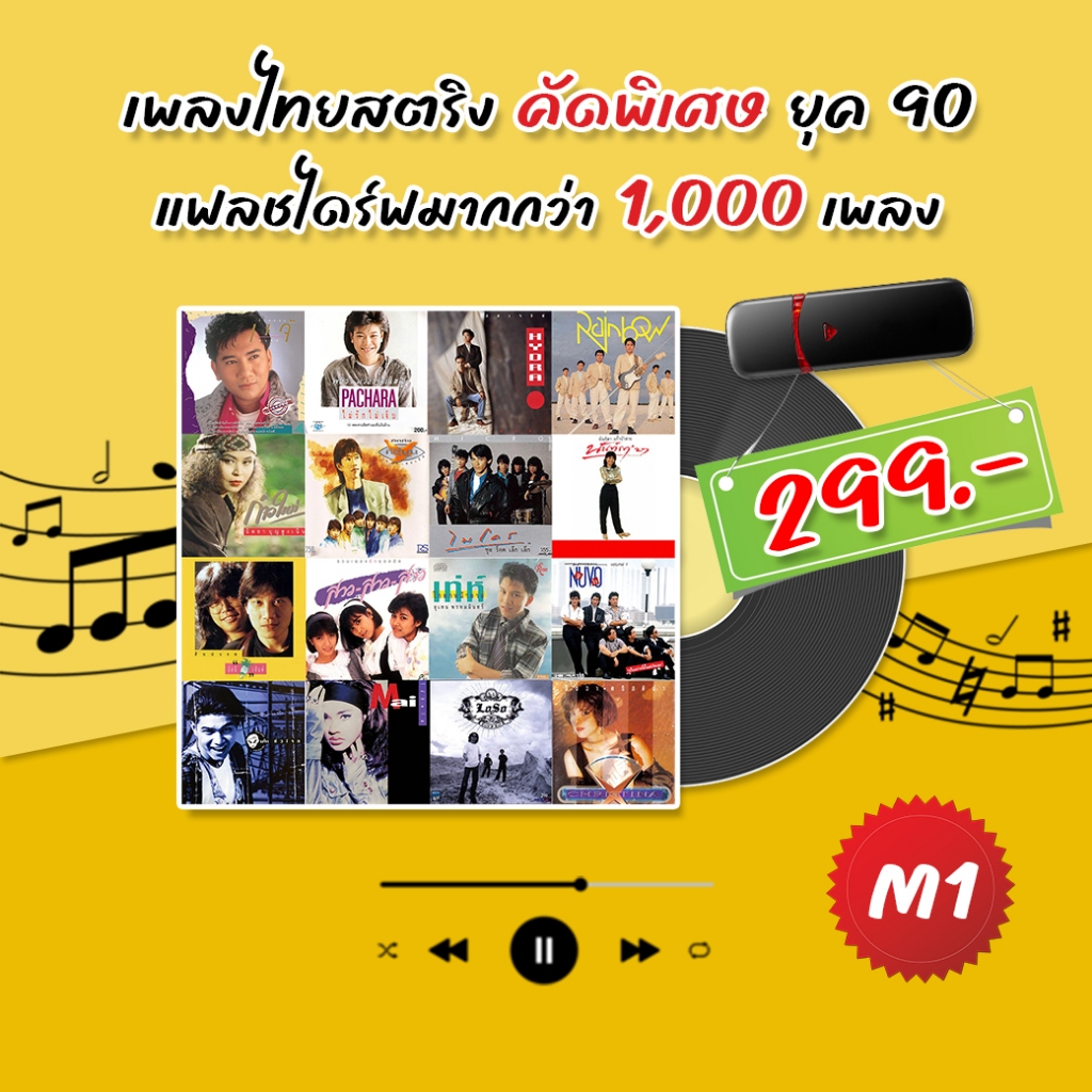 แฟลชไดร์ฟ เพลงไทยสตริง ยุค 90 รวมเพลงฮิตกว่า 1,000 เพลง (USB แฟลชไดร์ฟ)