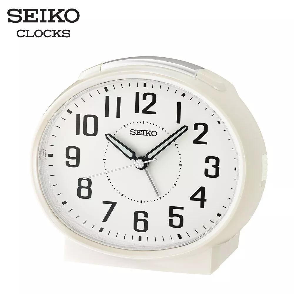 SEIKO CLOCKS นาฬิกาปลุก รุ่น QHK059W ขนาด 4.4 x 5.1 นิ้ว เดินเรียบ สีขาว