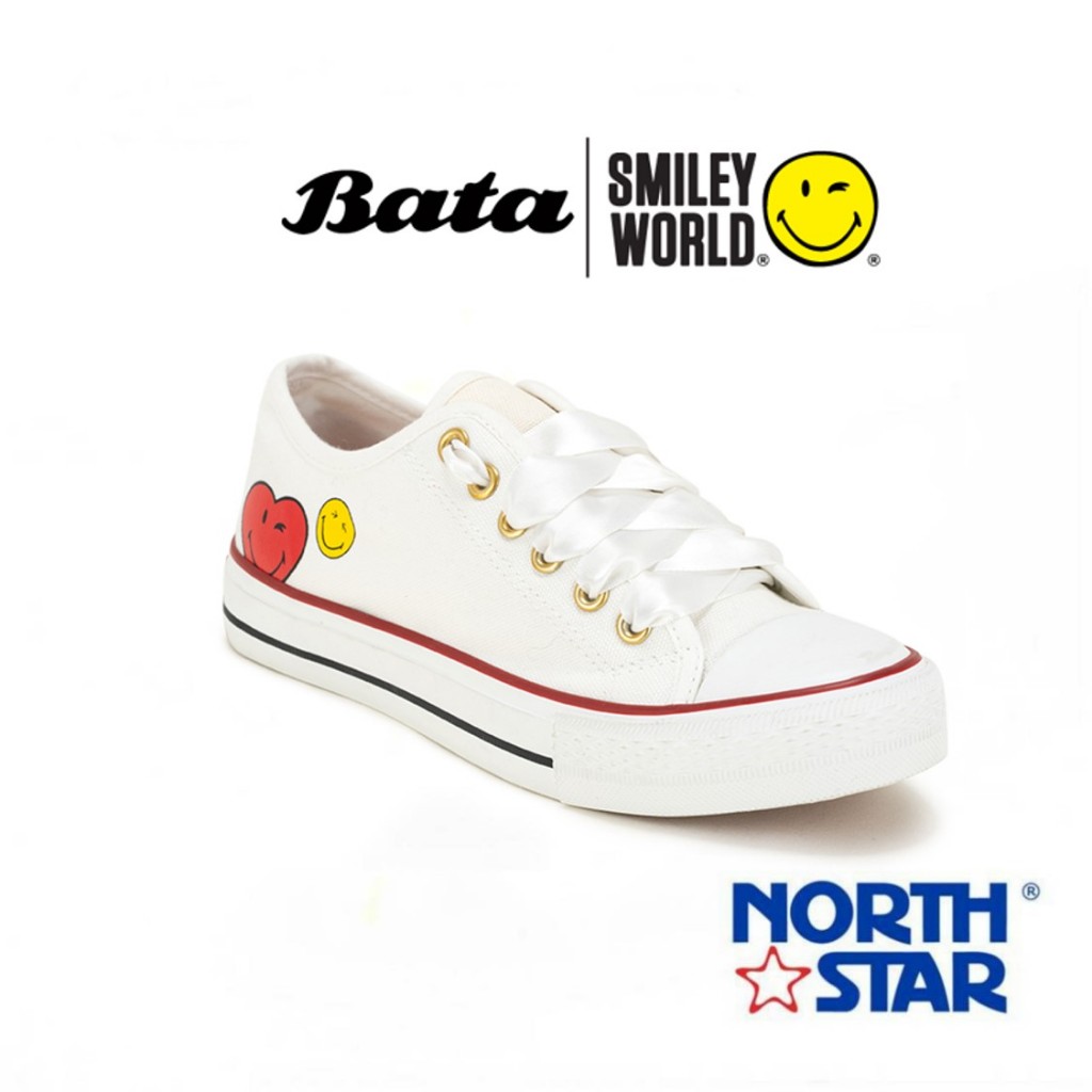 Bata บาจา by North Star SMILEY รองเท้าผ้าใบแบบผูกเชือก ดีไซน์เก๋ สวมใส่ง่าย  สำหรับผู้หญิง สีขาว รหัส 4591564