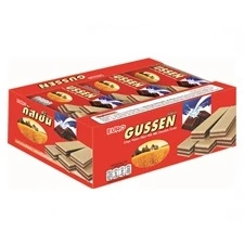 Gussen ขนม เวเฟอร์ กัสเซ็น สอดไส้นม ช๊อคโกแลต นมช๊อคโกแลต 12 ชิ้น (5.-)