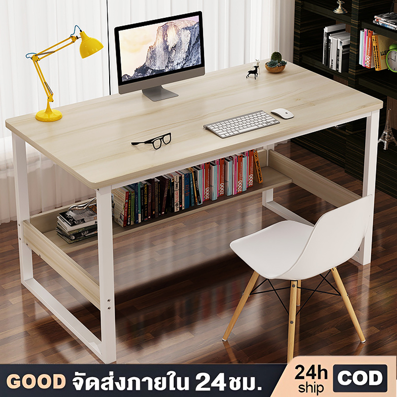 【มี 3 สี】80/100/120cm โต๊ะทํางาน ราคาถูก สไตล์โมเดิร์นโต๊ะคอมพิวเตอร์ กันน้ำ ง่ายต่อการติดตั้ง รับน้ำหนักได้ 400KG