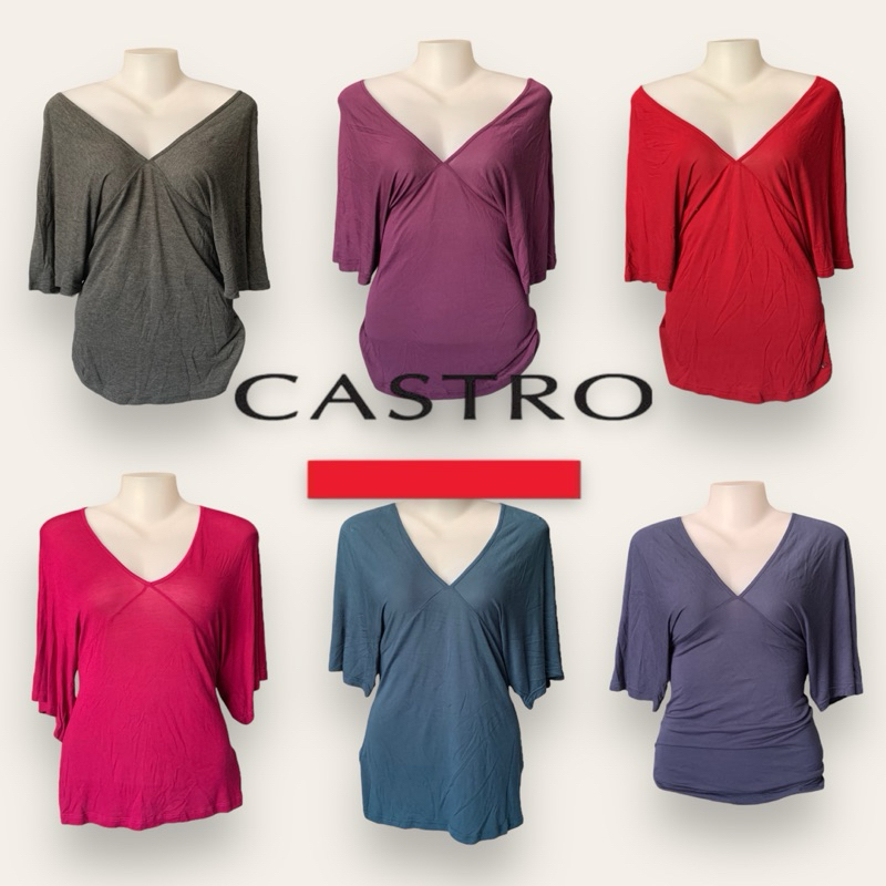 Castro(แคสโทร) GC119 เสื้อผู้หญิง คอวี ผูกเอว แขนสั้น ผ้าเรยอน มีสี พร้อมส่ง