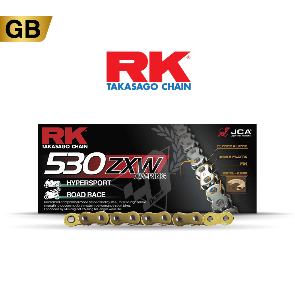 โซ่ RK XW-RING  CHAIN GB530ZXW-120ข้อ (สีทอง)