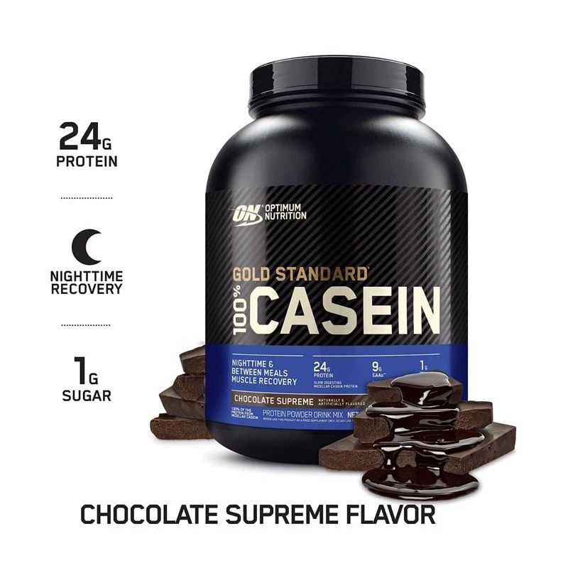 Optimum Nutrition Gold Standard Casein Slow Digesting Protein 4 Lbs. เวย์โปรตีนทานก่อนนอนเพิ่มกล้ามเนื้อ