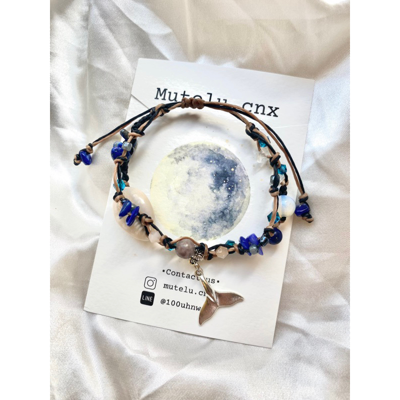 กำไลข้อมือเชือกถัก handmade (friend & whale silver)