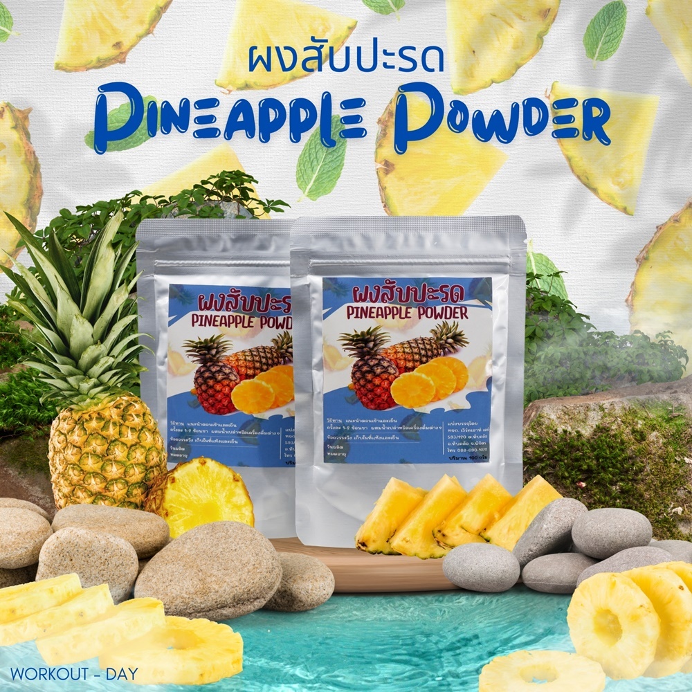 ผงสับปะรด pineapple ขนาด100กรัม ผลไม้มากด้วยวิตามินและแร่ธาตุ