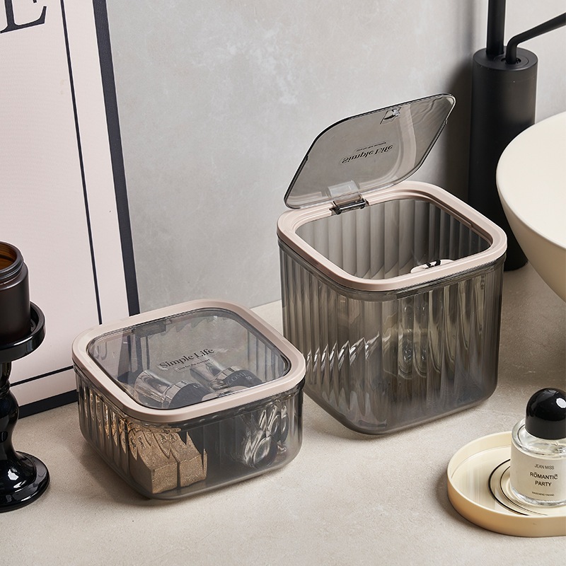 ถังขยะตั้งโต๊ะ แบบใส ขนาดเล็ก พร้อมฝาปิด หรูหรา สําหรับหอพัก ห้องนั่งเล่น สํานักงาน ห้องน้ํา - 6