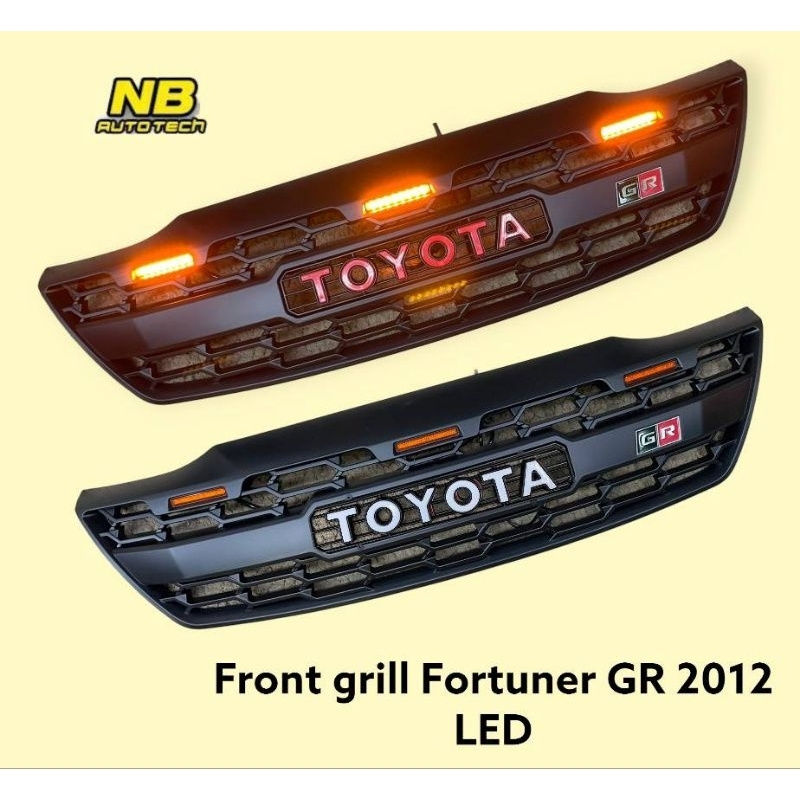 กระจังหน้า FORTUNER 2012 2013 2014 รุ่น GR มีไฟ LED 3 จุด กระจังหน้าแต่ง TOYOTA FORTUNER CHAMP GR LED