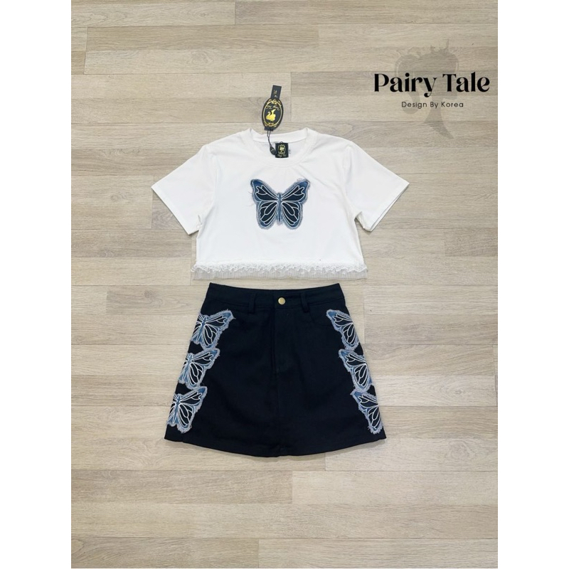 ชุดเซ็ต2ชิ้นกระโปรง+เสื้อผีเสื้อป้ายPairyTale