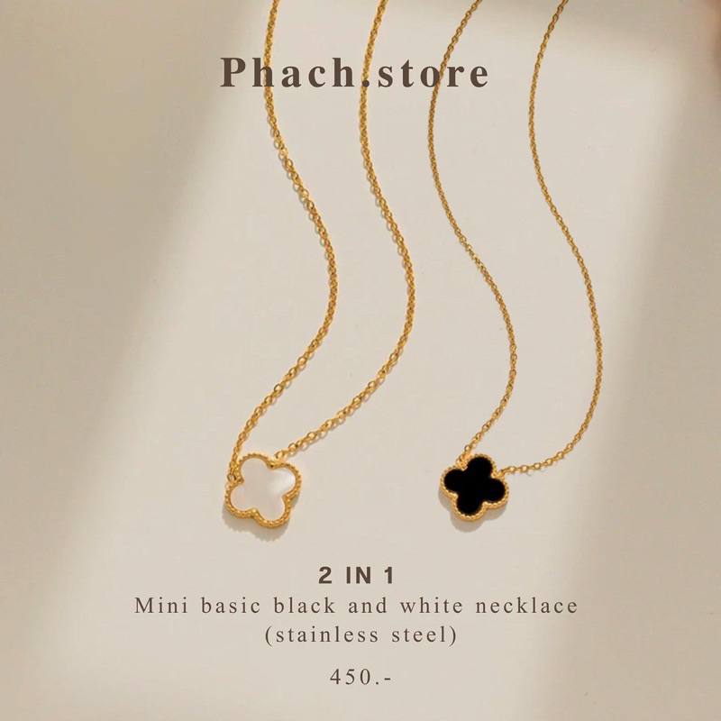 2 IN 1 Mini basic black and white necklace (stainless steel)