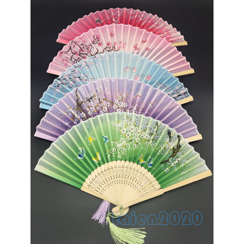 พัดจีน พัดจีนพับเก็บได้ พัดแฮนเมด 21ซม 1ชิ้น